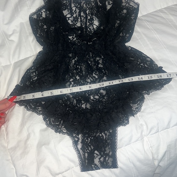 Vintage 1960’s Juliana Black Sheer Lace Ruffle High Cut Teddy Bodysuit, small - Picture 8 of 11